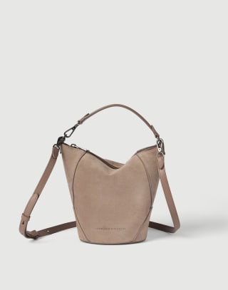 BC Duo bucket bag in suede Light Brown Woman - Brunello Cucinelli