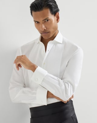 Tuxedo shirt with pleating White Man - Brunello Cucinelli