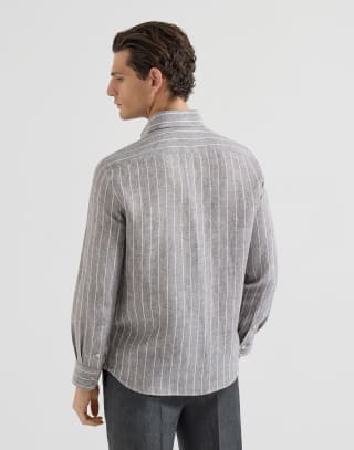 Chalk stripe shirt Hazelnut Man - Brunello Cucinelli