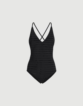 Dazzling stripes bathing suit Lignite Grey Woman - Brunello Cucinelli