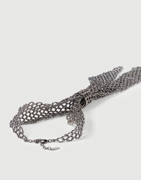 Collier façon cravate en Argent Sterling 925 Lignite Femme - Brunello Cucinelli