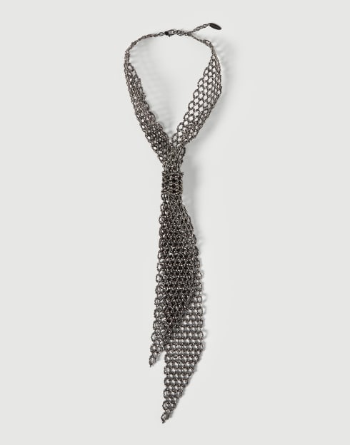 Collier façon cravate en Argent Sterling 925 Lignite Femme - Brunello Cucinelli