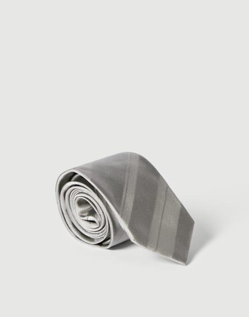 Striped silk tie Pearl Grey Man - Brunello Cucinelli