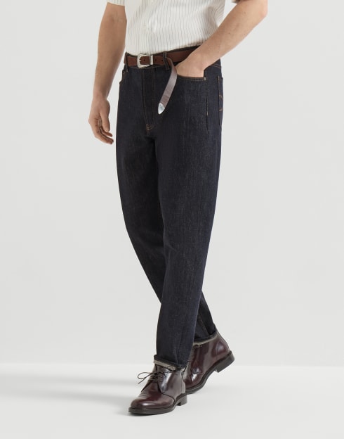 No-fade denim trousers Dark Denim Man - Brunello Cucinelli