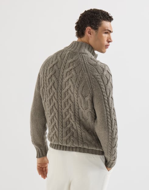 Cashmere cardigan with zipper Military Man - Brunello Cucinelli