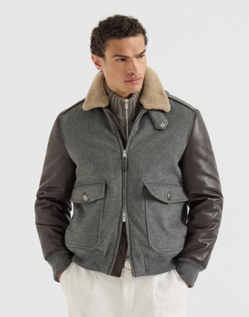 Cashmere beaver bomber jacket Medium Grey Man - Brunello Cucinelli