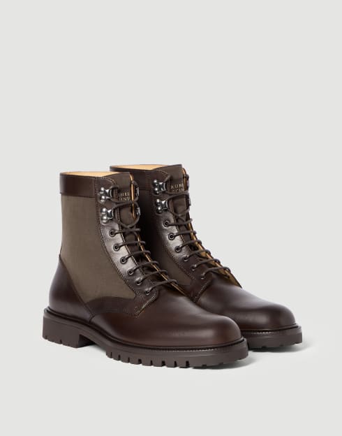 Calfskin and techno fabric boots Coffee Man - Brunello Cucinelli