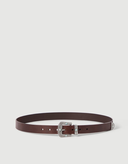 Pull-up calfskin belt Ebony Man - Brunello Cucinelli