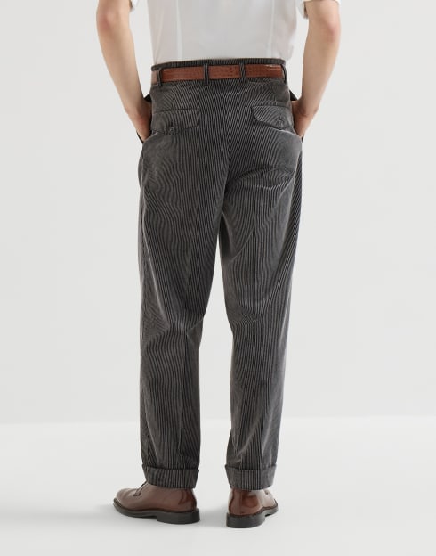 Frosted corduroy trousers Grey Man - Brunello Cucinelli