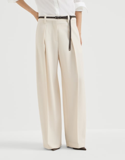 Pantalon Pleated Barrel Lait Femme - Brunello Cucinelli