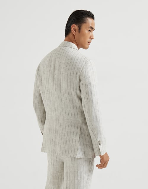 Blazer en sarga con rayas diplomáticas Gris Claro Hombre - Brunello Cucinelli