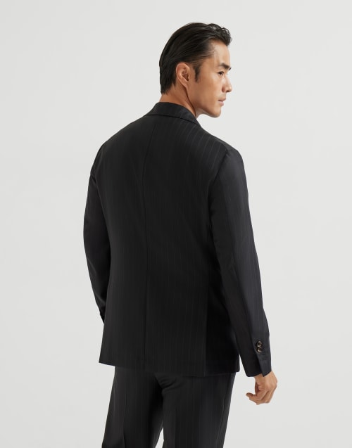 Chalk stripe deconstructed Cavallo blazer Black Man - Brunello Cucinelli