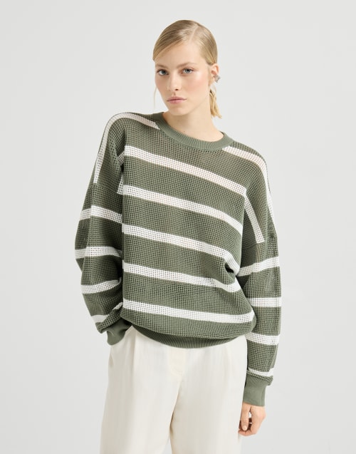 Pull rayé Vert Femme - Brunello Cucinelli