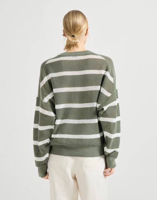 Pull rayé Vert Femme - Brunello Cucinelli