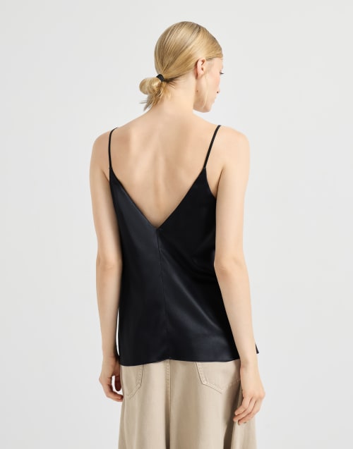 Stretch silk satin camisole Black Woman - Brunello Cucinelli