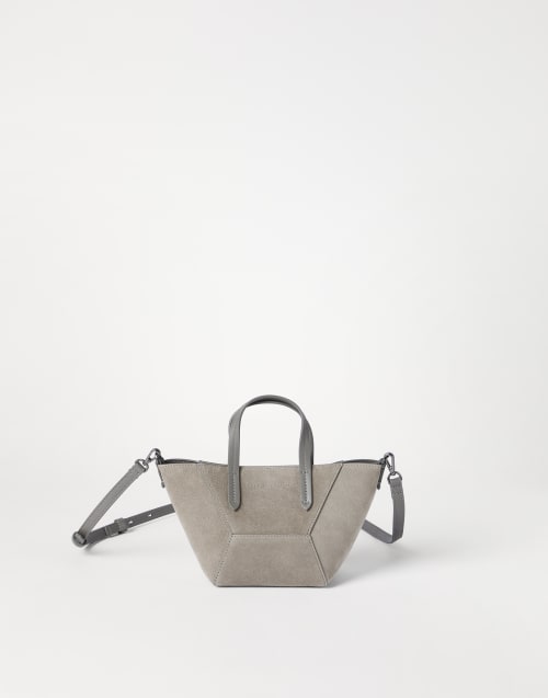 Suede mini BC Duo bag Khaki Woman - Brunello Cucinelli