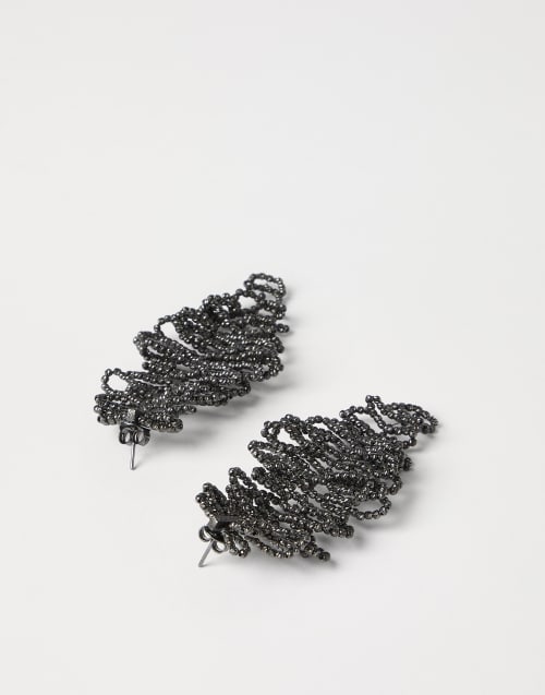 Sculptured leaf earrings Lignite Grey Woman - Brunello Cucinelli