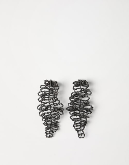 Sculptured leaf earrings Lignite Grey Woman - Brunello Cucinelli