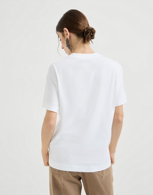 Tee-shirt en jersey de coton Blanc Femme - Brunello Cucinelli