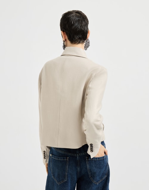 Blazer en diagonal de lino Beige Mujer - Brunello Cucinelli