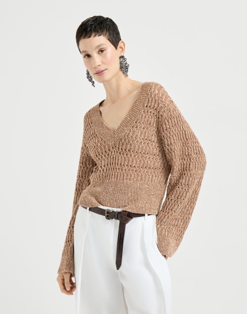 Джемпер Dazzling Braids Коричневый Женщина - Brunello Cucinelli