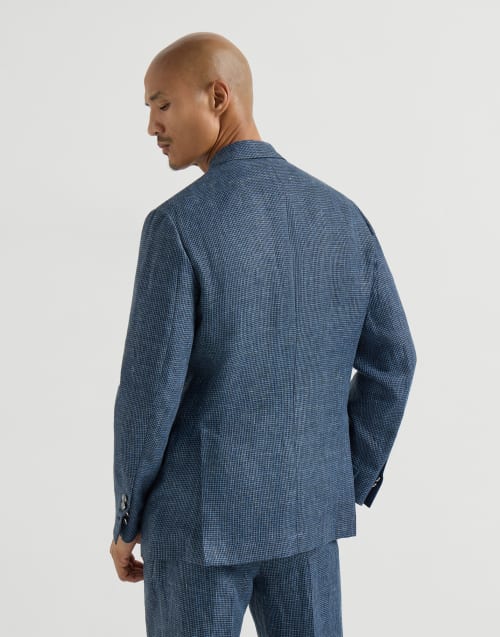 Houndstooth deconstructed blazer Denim Man - Brunello Cucinelli