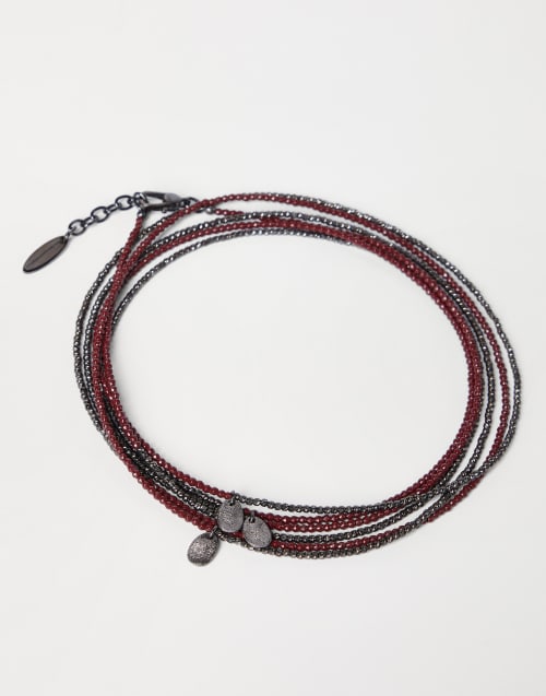 Hematite and Sterling Silver bracelet Red Woman - Brunello Cucinelli
