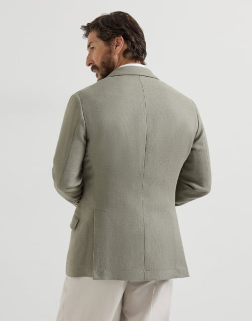 Hopsack deconstructed blazer Khaki Man - Brunello Cucinelli