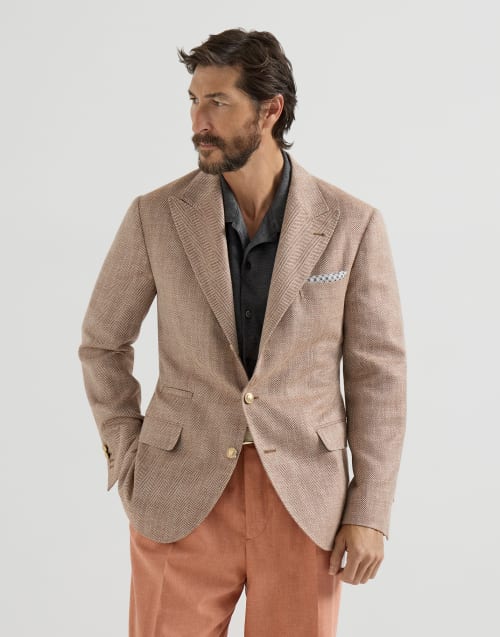 Chevron deconstructed blazer Apricot Man - Brunello Cucinelli
