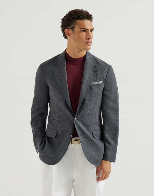 Blazer with metal buttons Dark Grey Man - Brunello Cucinelli
