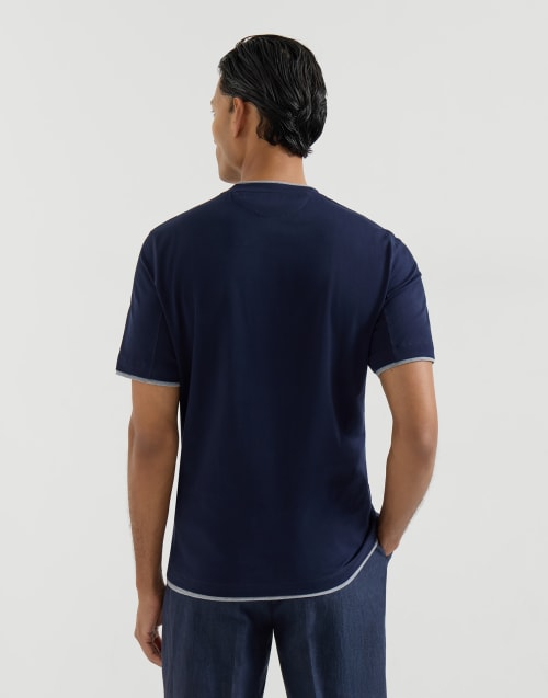 T-Shirt mit Faux-Layering Kobaltblau Herren - Brunello Cucinelli