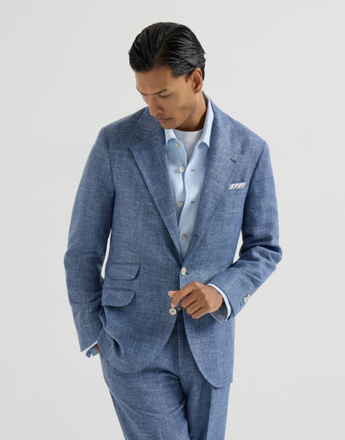 Hopsack deconstructed blazer Denim Man - Brunello Cucinelli