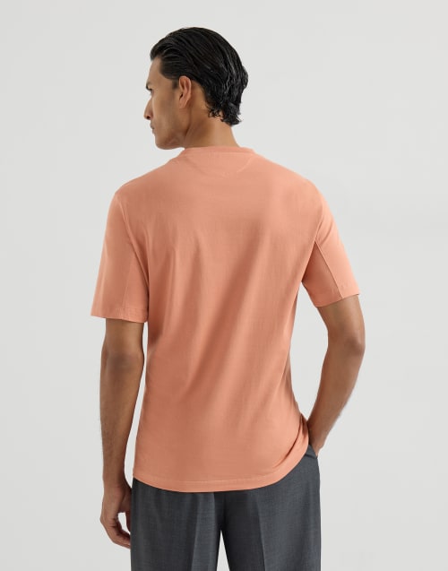 Jersey T-shirt with logo Apricot Man - Brunello Cucinelli