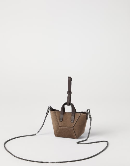 Suede BC Duo micro bag Bark Woman - Brunello Cucinelli