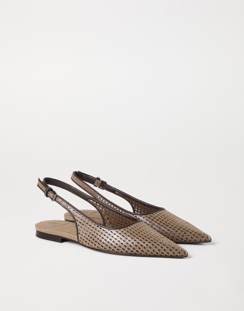 Flats Slingback in pelle Marrone Donna - Brunello Cucinelli