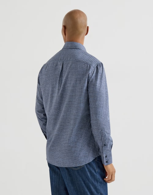 Printed twill shirt Denim Man - Brunello Cucinelli
