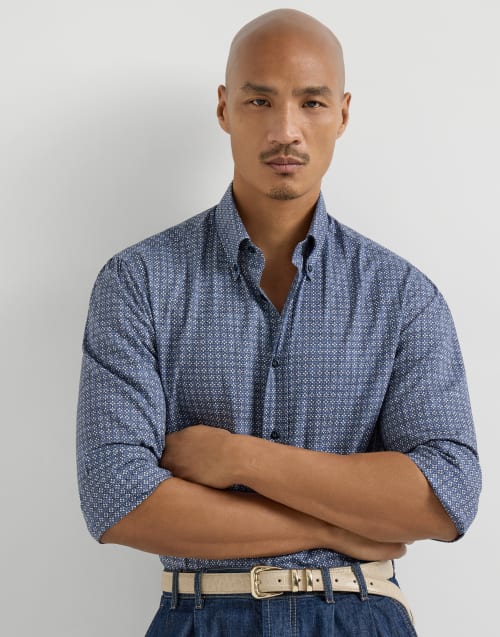 Printed twill shirt Denim Man - Brunello Cucinelli