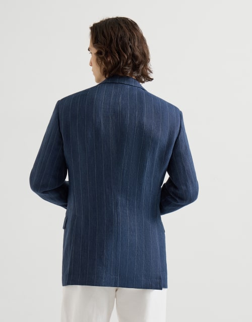 Chalk stripe chevron blazer Blue Man - Brunello Cucinelli