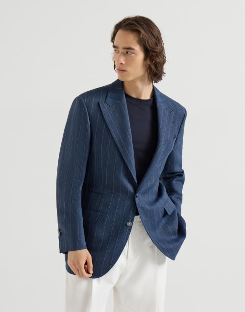 Chalk stripe chevron blazer Blue Man - Brunello Cucinelli