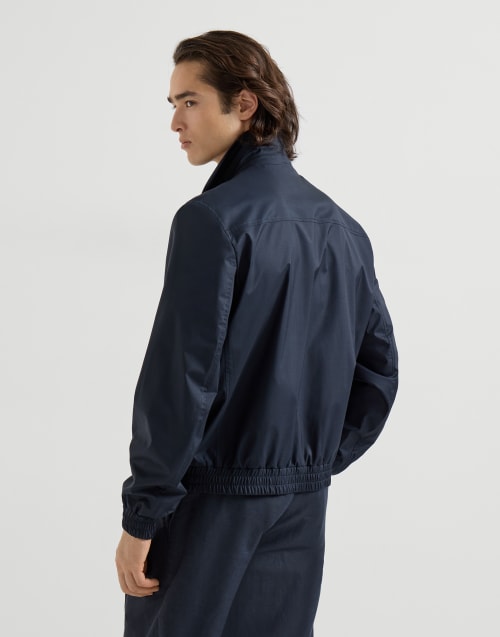 Bonded fabric outerwear jacket Navy Blue Man - Brunello Cucinelli