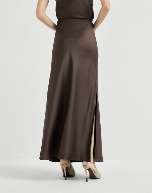 Fluid Bias-Cut skirt Cocoa Woman - Brunello Cucinelli