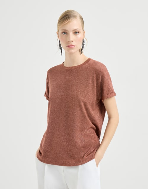 Maglia leggera in cashmere e seta Rosso Mattone Donna - Brunello Cucinelli