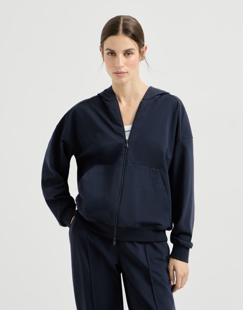Lightweight French terry sweatshirt Blue Woman - Brunello Cucinelli