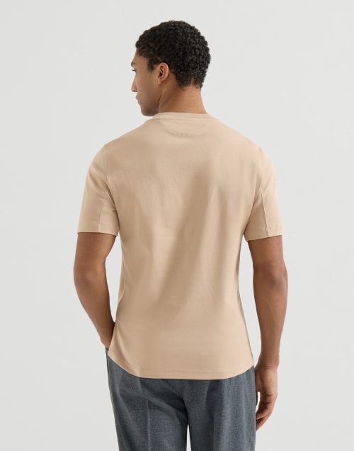 Interlock T-shirt with print Beige Man - Brunello Cucinelli