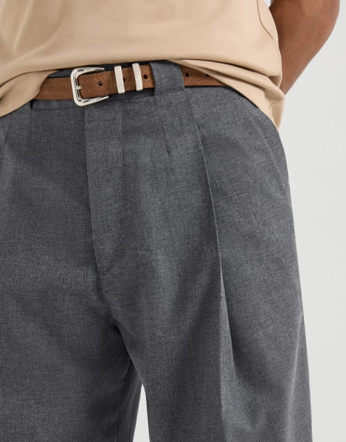 Trousers with pleats for Man in Anthracite | Brunello Cucinelli