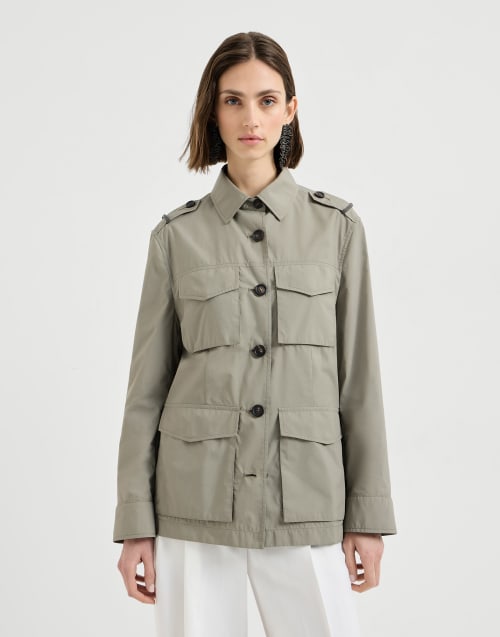 Outerwear with monili Khaki Woman - Brunello Cucinelli