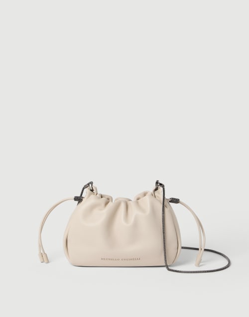 Soft leather mini Mellow Bucket bag Ivory Woman - Brunello Cucinelli