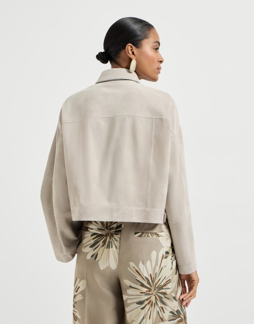 Couture suede jacket Light Grey Woman - Brunello Cucinelli