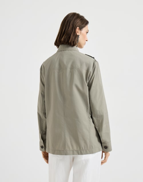 Outerwear with monili Khaki Woman - Brunello Cucinelli