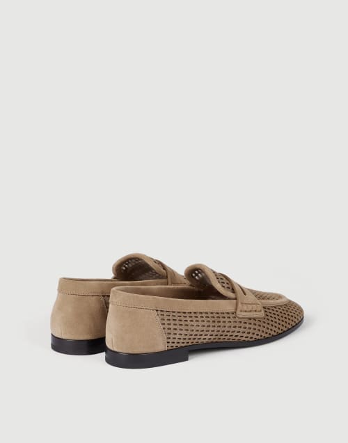 Mocassini in pelle Sparkling Net Marrone Chiaro Donna - Brunello Cucinelli